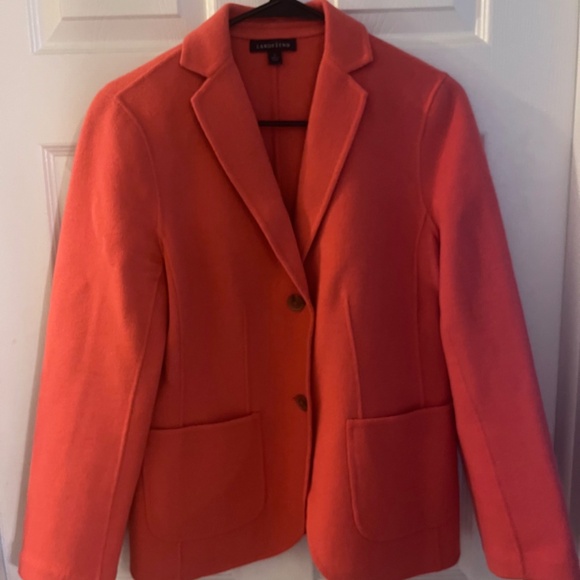 Land's End Boiled Wool Blazer Coral - Picture 2 of 5